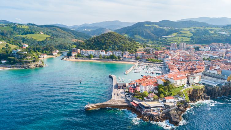 Aerial,View,Of,Lekeitio,Fishing,Town,,Basque,Country